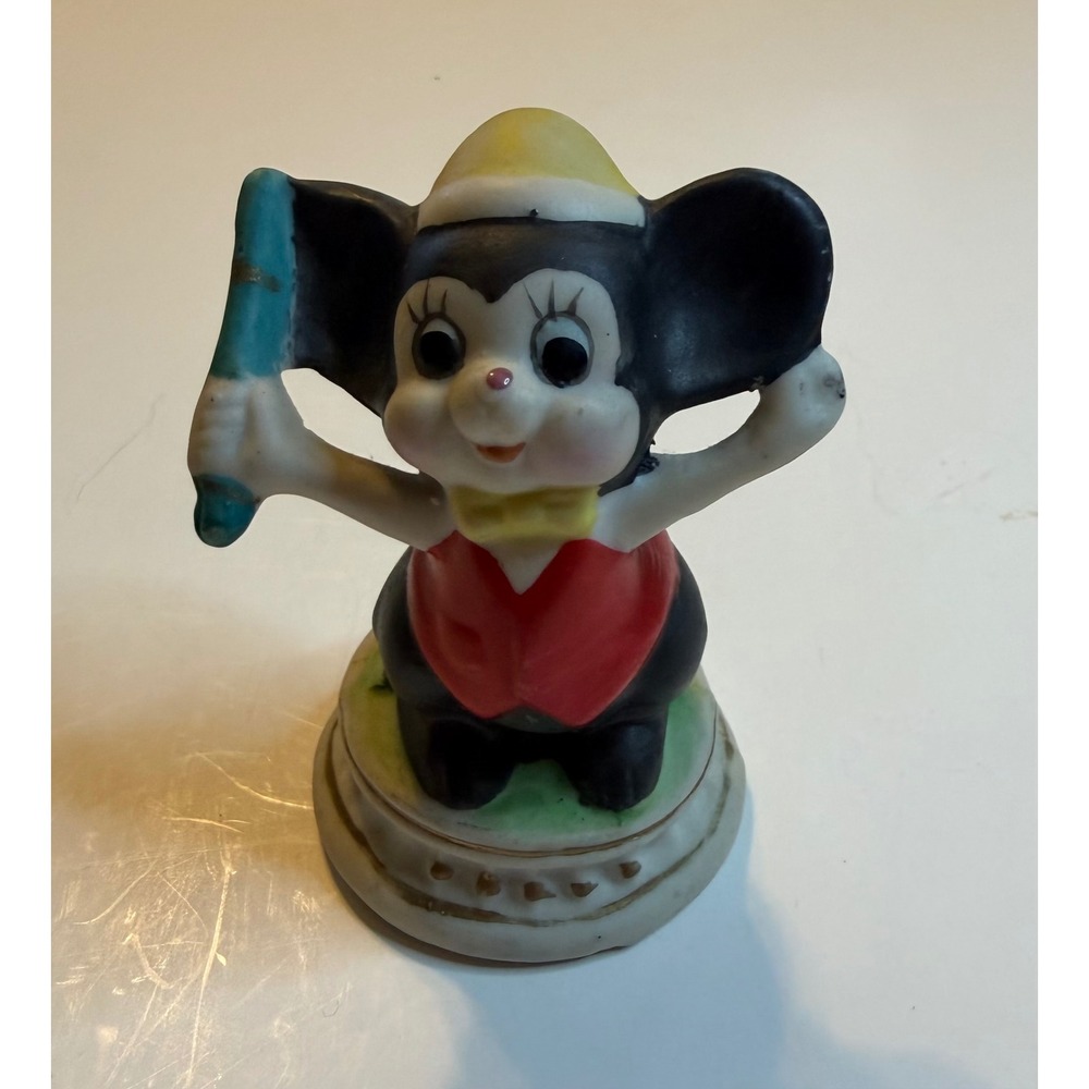 Vintage Ceramic Mouse Figurine Circus Performer Yellow Hat Red Vest